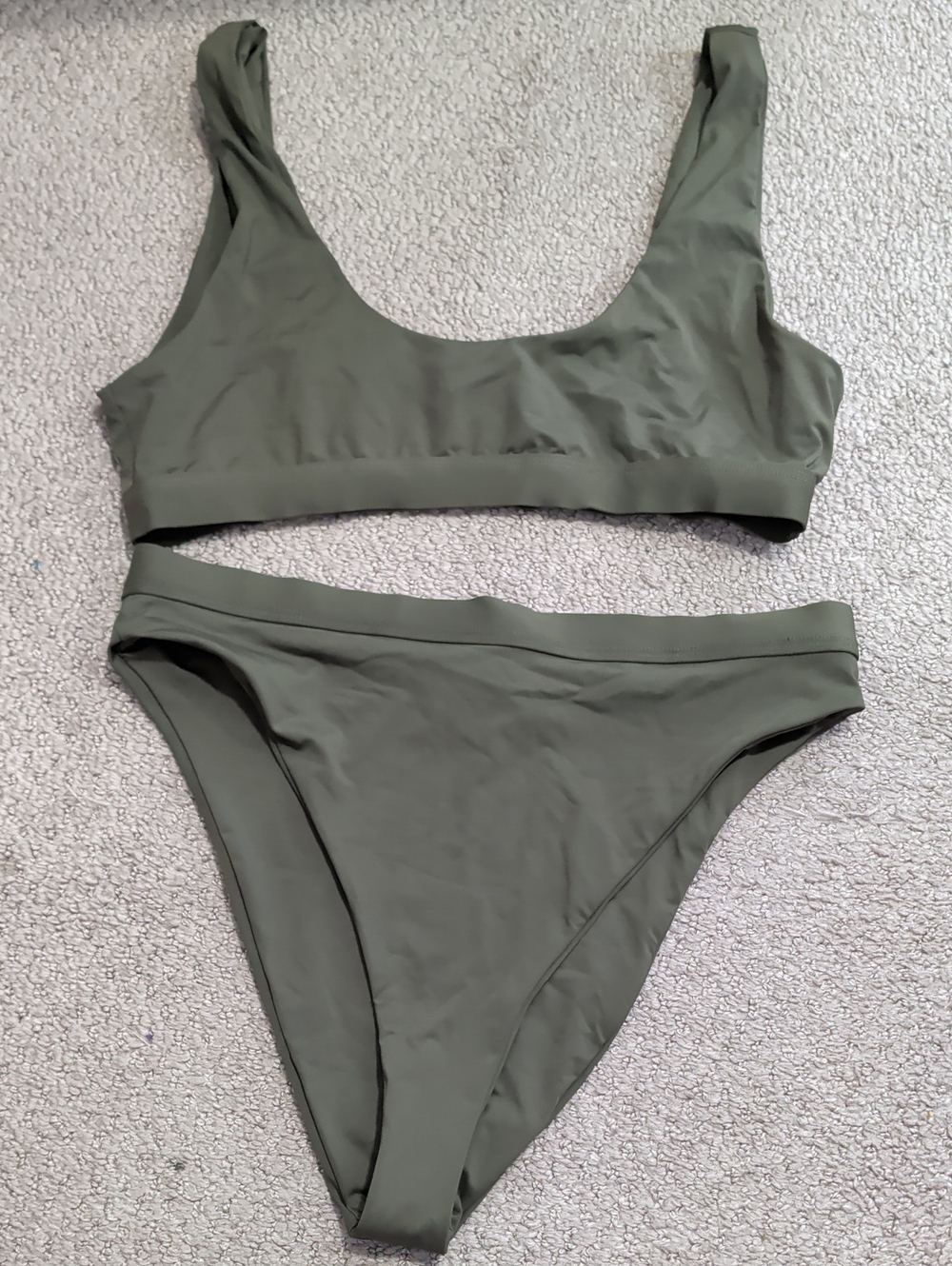 Hot Miami Styles Olive Scoop Neck Bikini Set - Women Swim Medium